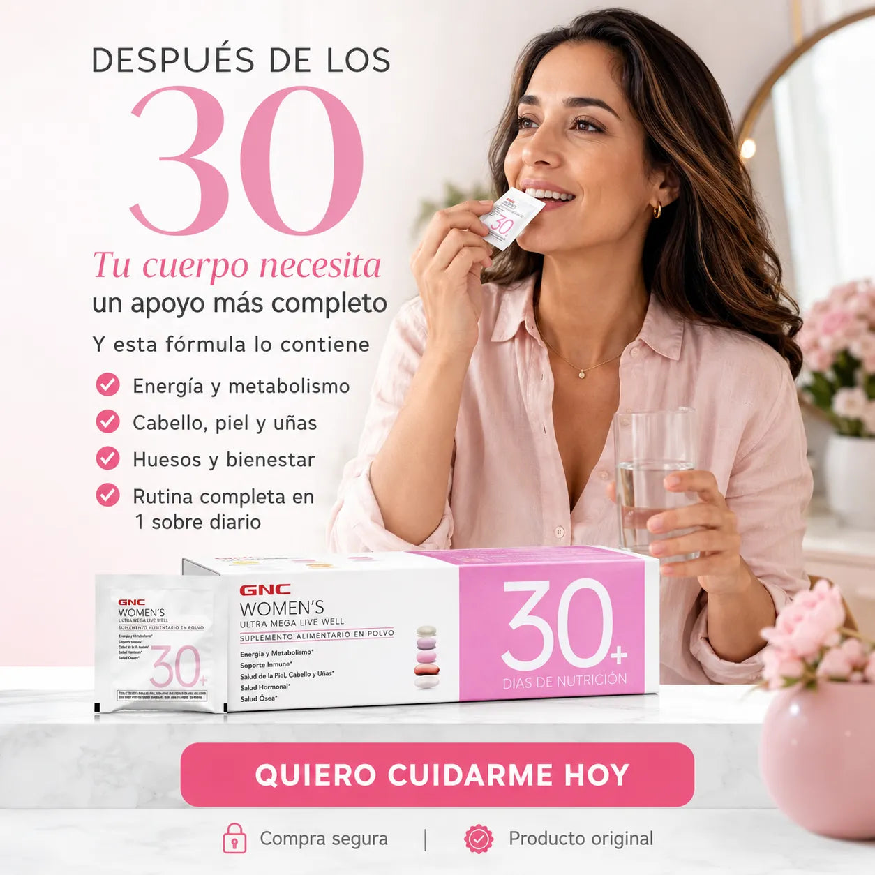 💗 GNC Women’s Ultra Mega 30+ 🚚 Envío Gratis Apoya tu energía, piel, cabello, uñas y huesos desde adentro