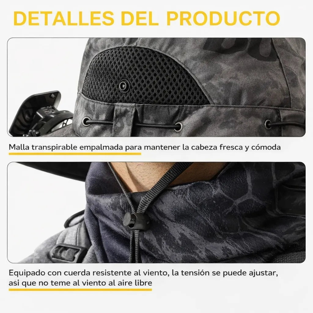 Sombrero con Ventilador de Carga Solar ☀️ Mantente fresco bajo el sol 🚚 Envío GRATIS a todo el país