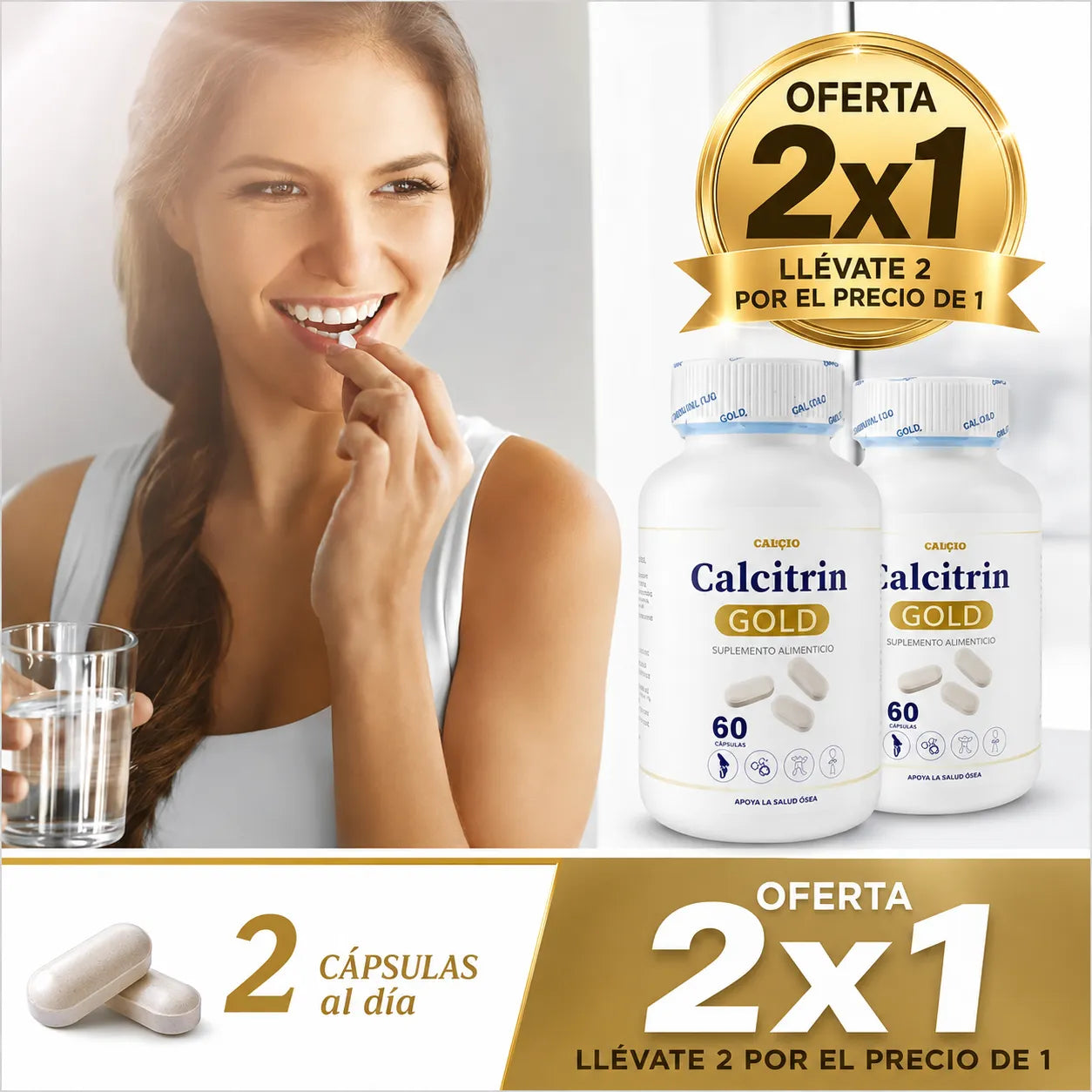 🔥 Oferta 2x1 Calcitrin Gold: Cuida tus huesos y articulaciones antes del desgaste 🦴 + Envío Gratis 🚚
