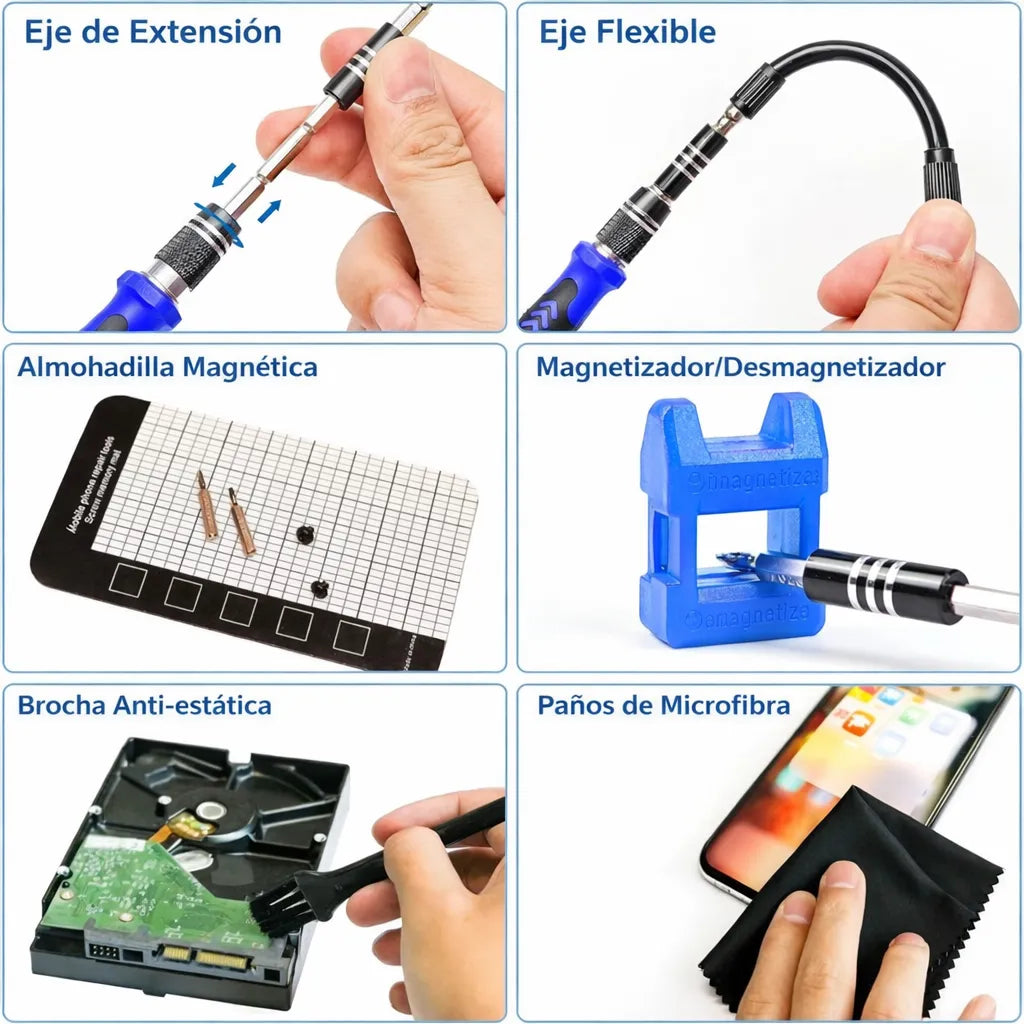 🧰 Kit Profesional de Reparación 110 en 1™ + Linterna LED Llavero GRATIS 🔦