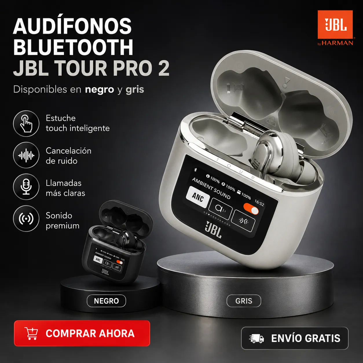 🎧 JBL Tour Pro 2: Audífonos Inteligentes con Estuche Touch + Envío Gratis 🚚