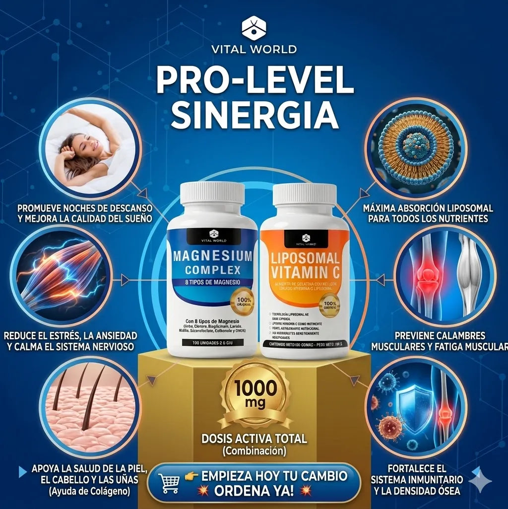 🧬 Bienestar Total: Combo Magnesio + Vitamina C Liposomal + Envío GRATIS 🚀