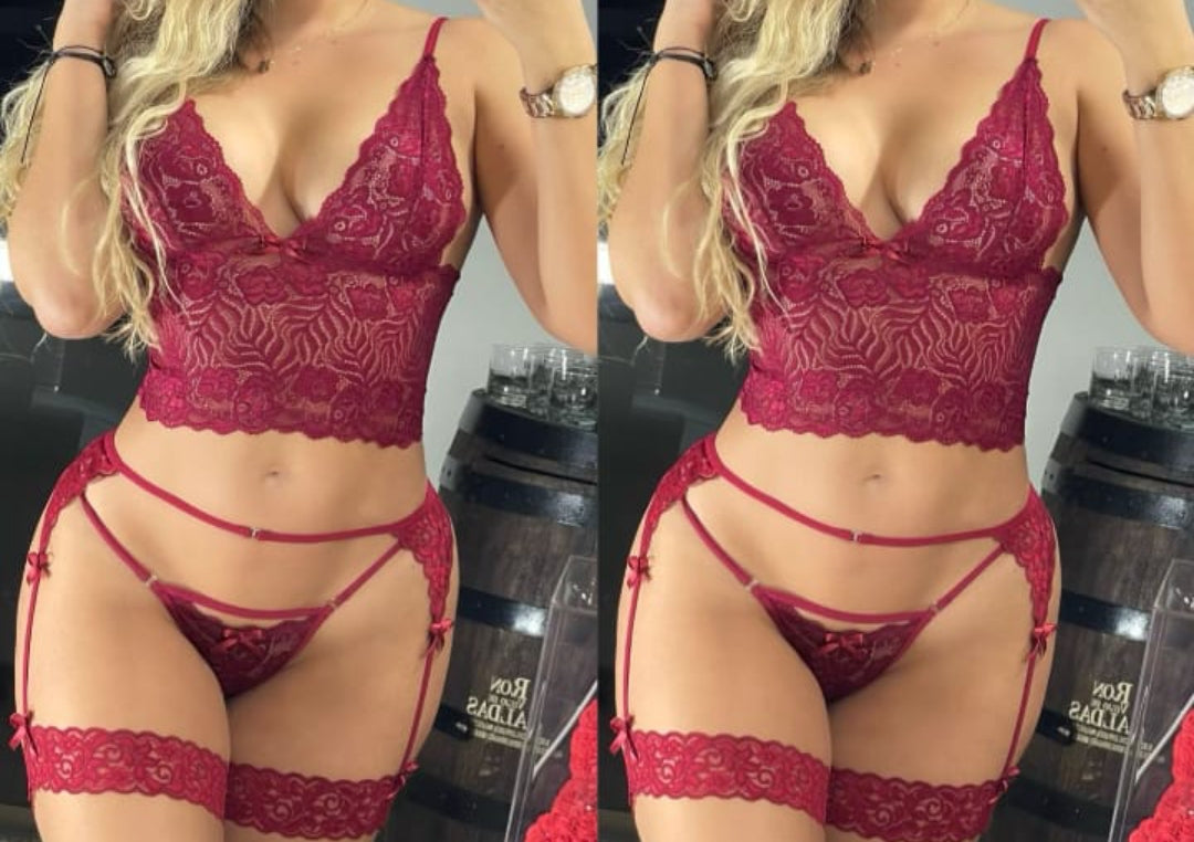 Vuelve a ser el deseo que lo enloquecia 💖 Dalia Secret Brasier + Tanga + Liguero y Recibe Gratis 🛍️ lubricante+ Guía  de Tips para fortalecer tu relación 🔥
