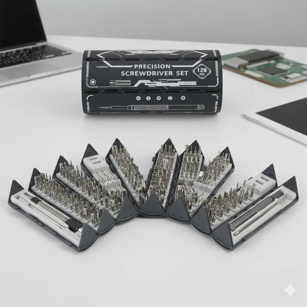 🛠️ Un Solo Kit. Cientos de Usos. Destornilladores de Precisión 128 en 1 ⚙️
