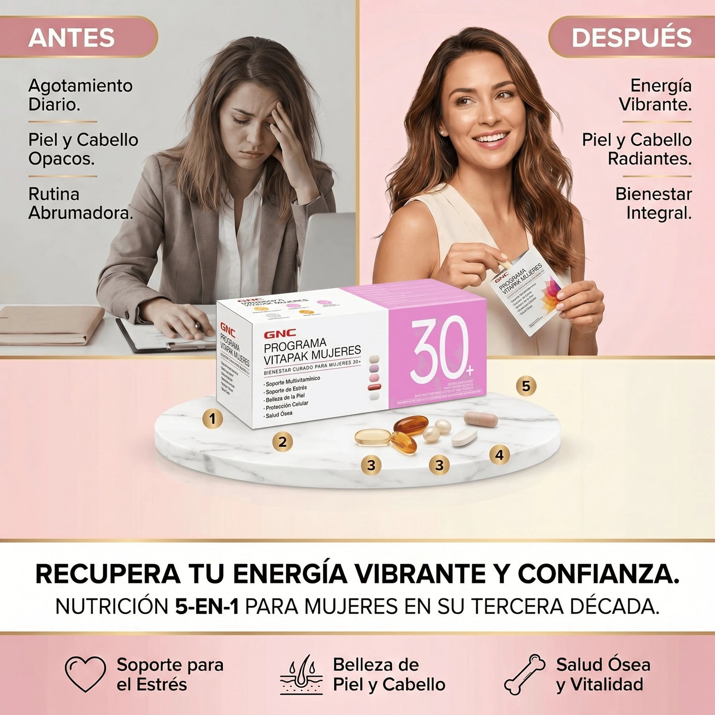 💗 GNC Women’s Ultra Mega 30+ 🚚 Envío Gratis Apoya tu energía, piel, cabello, uñas y huesos desde adentro