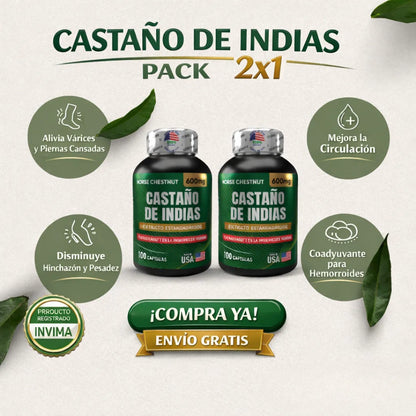 🌿 CASTAÑO DE INDIAS  💊 100 Softgels x2 🚚 Envío GRATIS