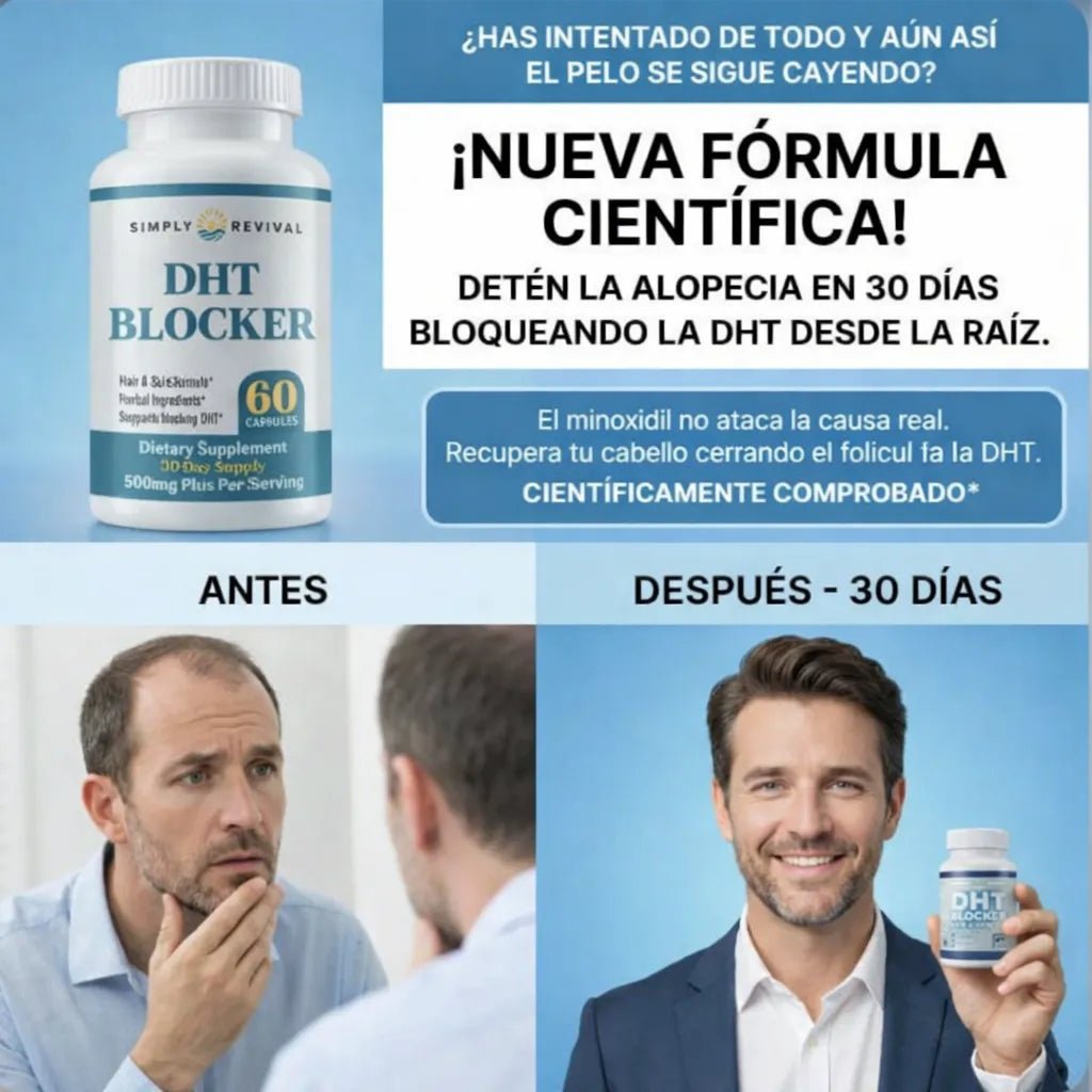💥 DHT Blocker: Detén la Caída del Cabello Desde la Raíz + Envío GRATIS