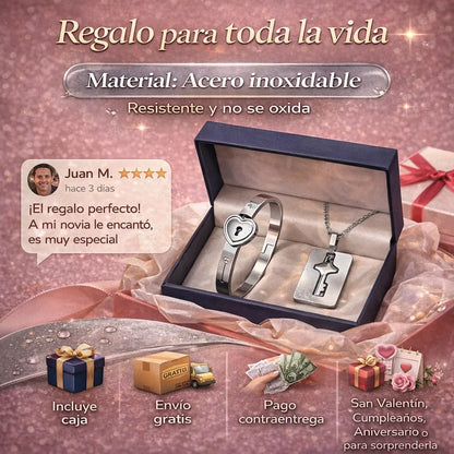 La Llave de Mi Corazón 💖 Collar + Pulsera con caja de regalo incluida y envío GRATIS