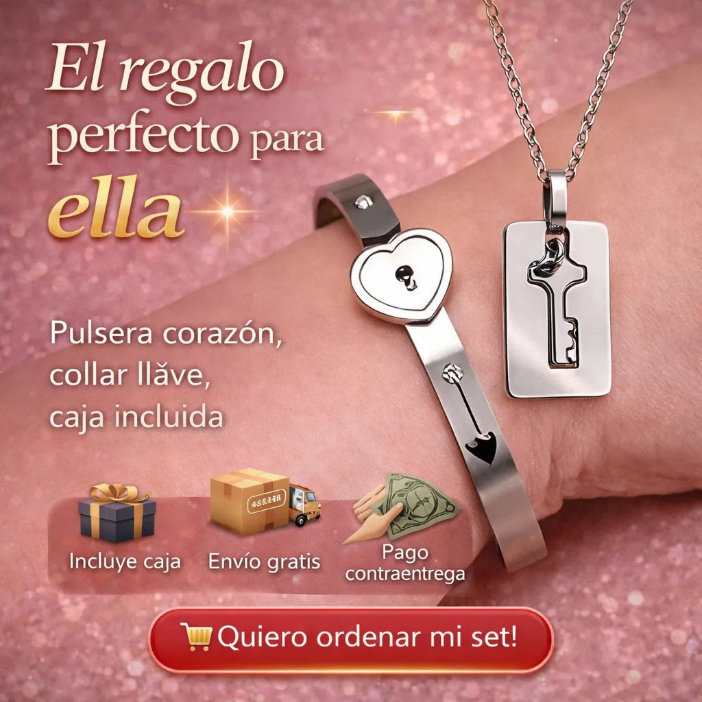 La Llave de Mi Corazón 💖 Collar + Pulsera con caja de regalo incluida y envío GRATIS