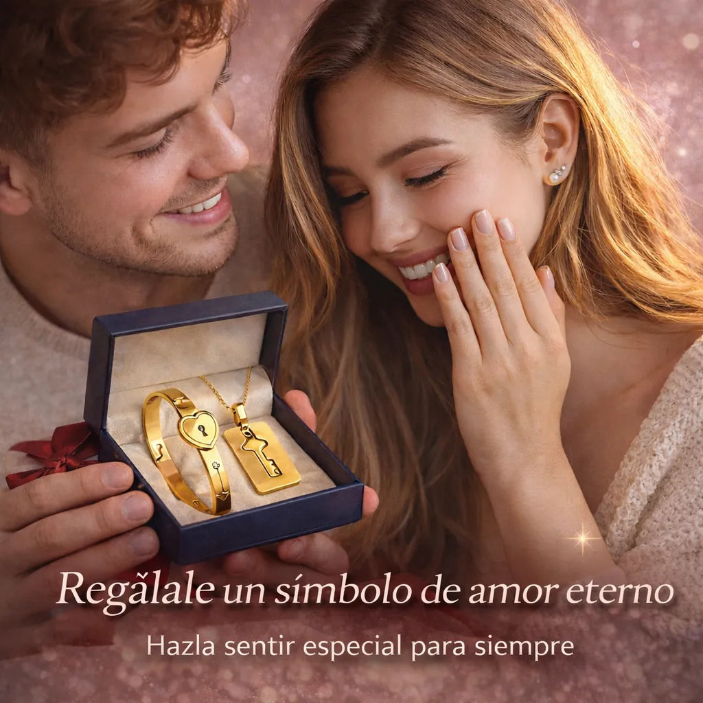 La Llave de Mi Corazón 💖 Collar + Pulsera con caja de regalo incluida y envío GRATIS