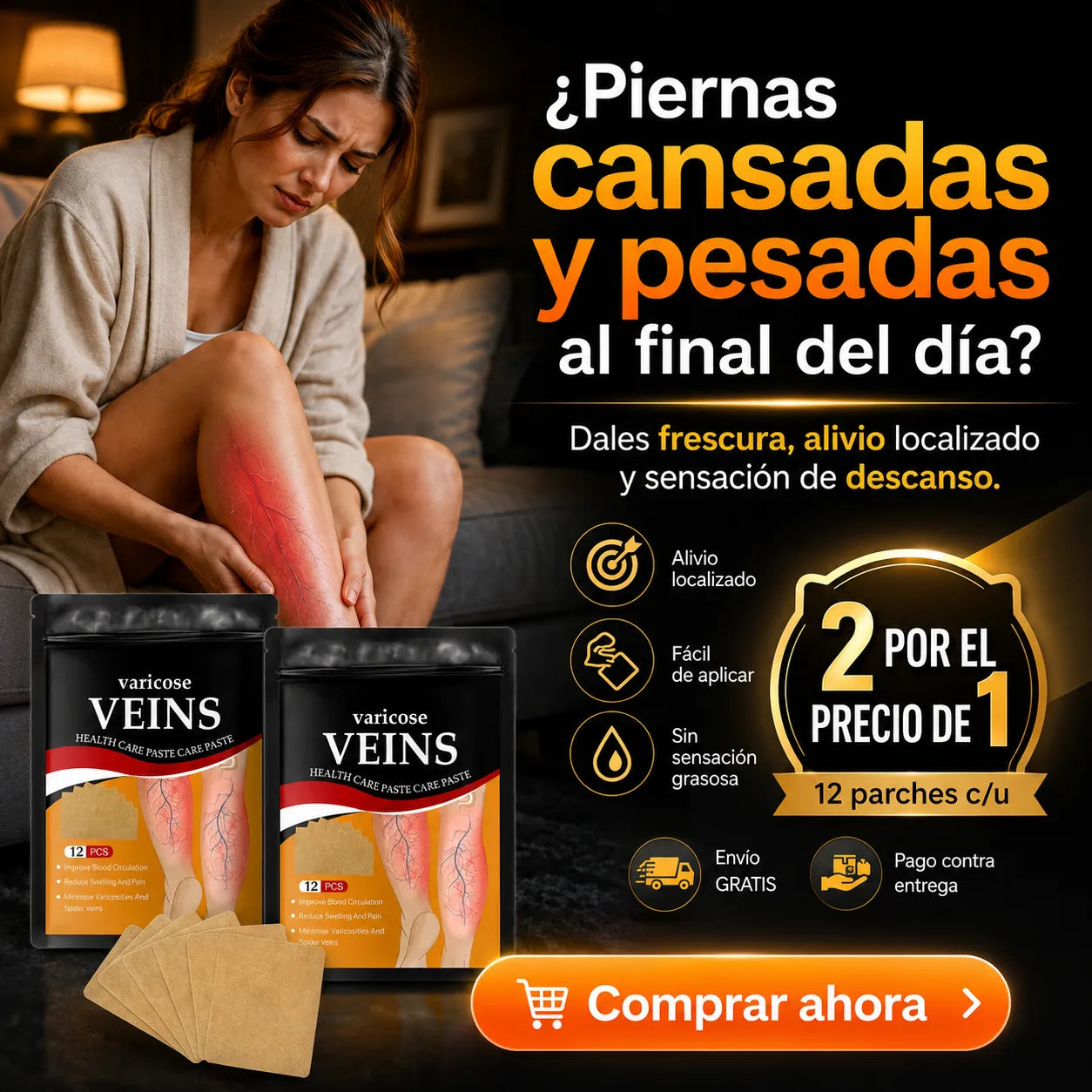 🦵Parche Vena Varice 2x1: Descanso y Frescura para tus Piernas + Envío GRATIS 🚚🔥