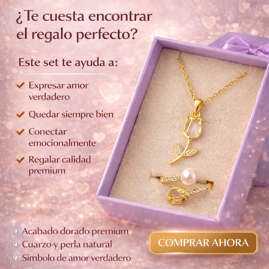 🌷 Un Detalle que No se Olvida – Set Tulipán 💖 Collar + Anillo 🚚 Envío Gratis