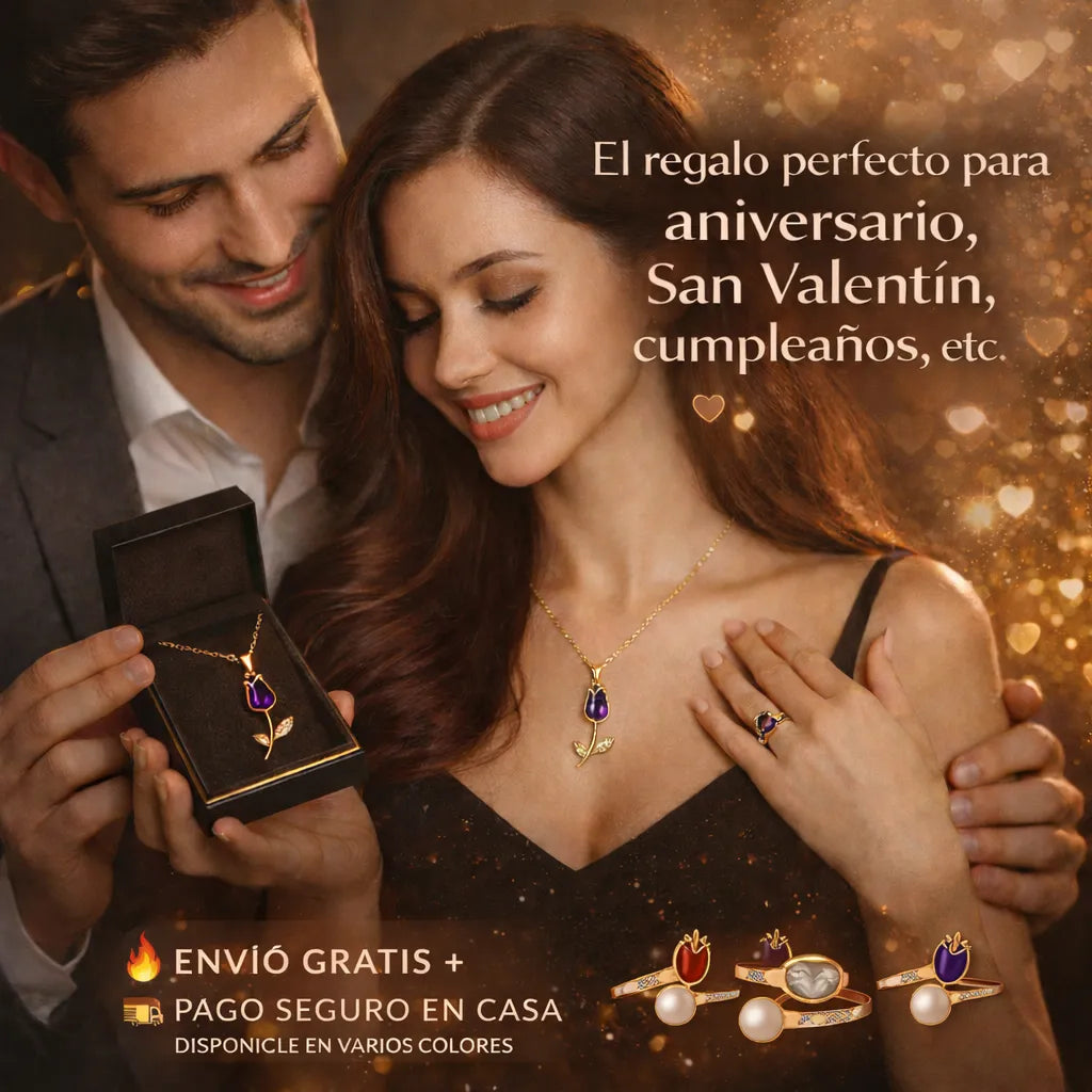 🌷 Un Detalle que No se Olvida – Set Tulipán 💖 Collar + Anillo 🚚 Envío Gratis