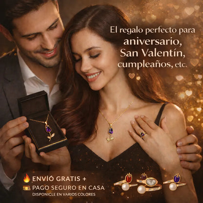 🌷 Un Detalle que No se Olvida – Set Tulipán 💖 Collar + Anillo 🚚 Envío Gratis