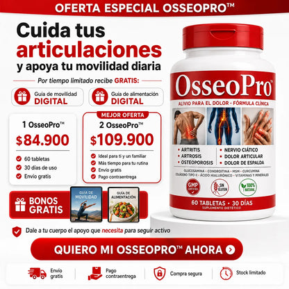 🦴 OsseoPro™ | Te devuelve una vida sana 🚚✨ LLeva 2 UNIDADES (60 Tabletas cada uno)