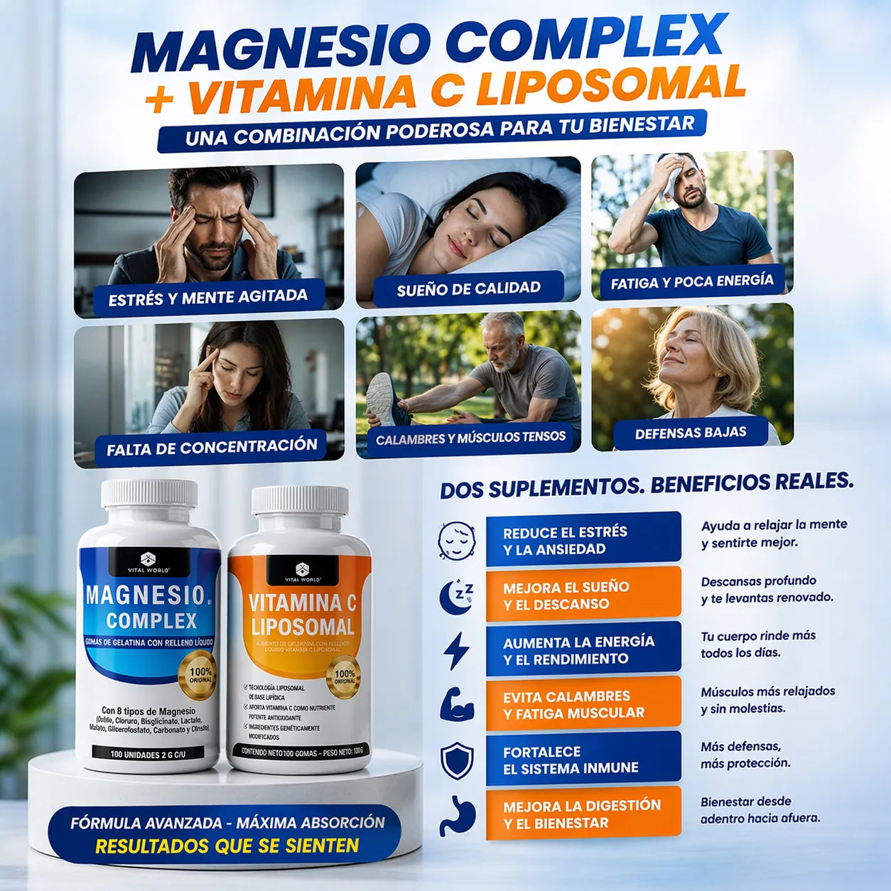 🧬 Bienestar Total: Combo Magnesio + Vitamina C Liposomal + Envío GRATIS 🚀