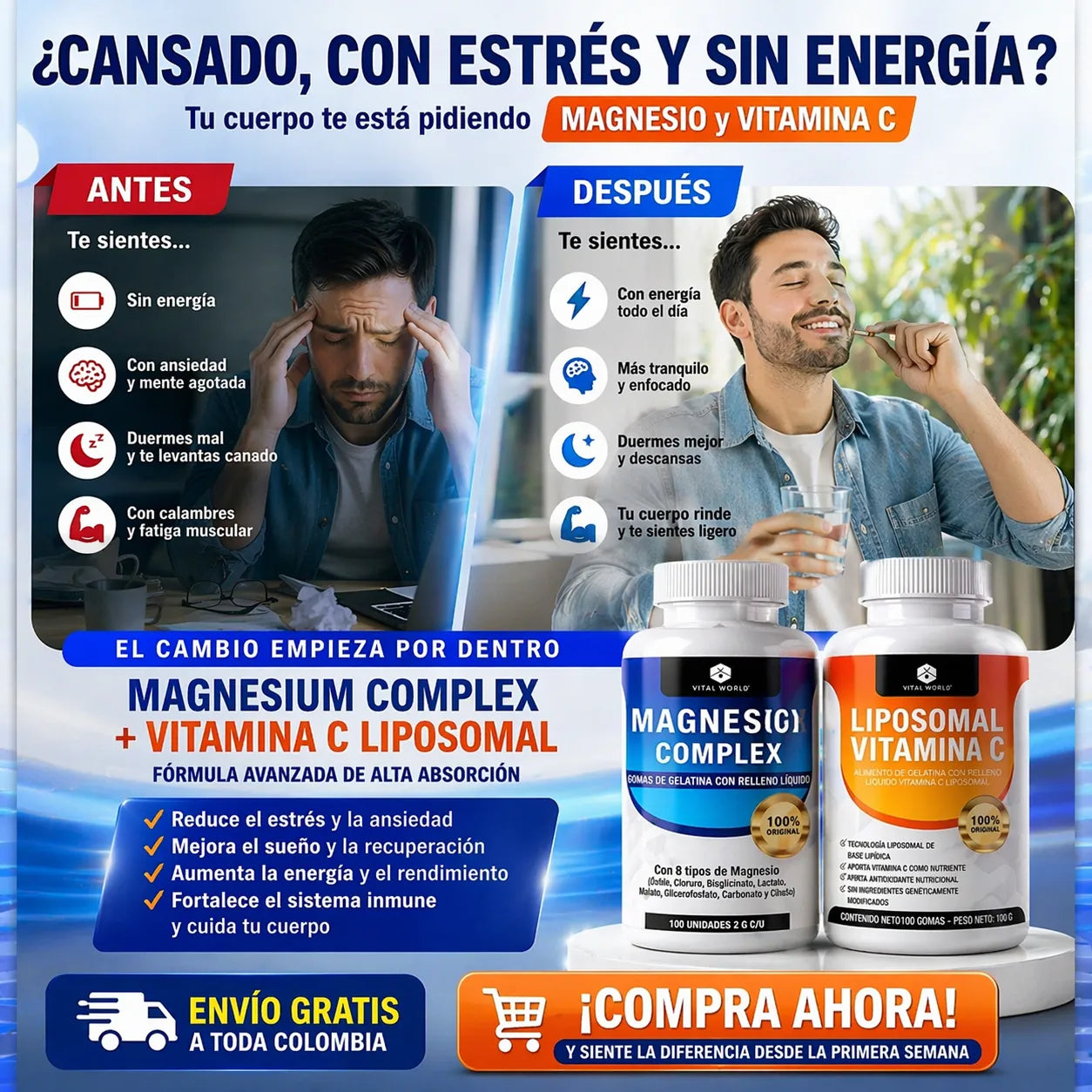 🧬 Bienestar Total: Combo Magnesio + Vitamina C Liposomal + Envío GRATIS 🚀