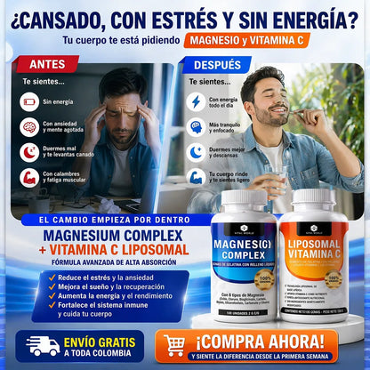 🧬 Bienestar Total: Combo Magnesio + Vitamina C Liposomal + Envío GRATIS 🚀