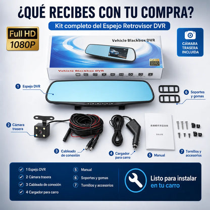 📹 El retrovisor inteligente que tu carro necesita 🚘 DVR: graba, estaciona y maneja con más seguridad+ Envío Gratis