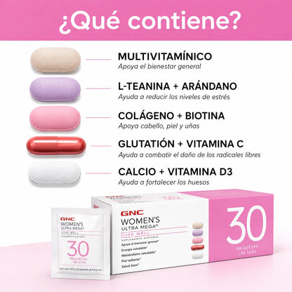 💗 GNC Women’s Ultra Mega 30+ 🚚 Envío Gratis Apoya tu energía, piel, cabello, uñas y huesos desde adentro