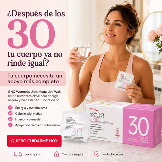💗 GNC Women’s Ultra Mega 30+ 🚚 Envío Gratis Apoya tu energía, piel, cabello, uñas y huesos desde adentro
