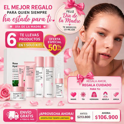 💖 Kit Rose Hyaluronic Acid 6 en 1 + Envío Gratis 🎁 El Regalo Perfecto