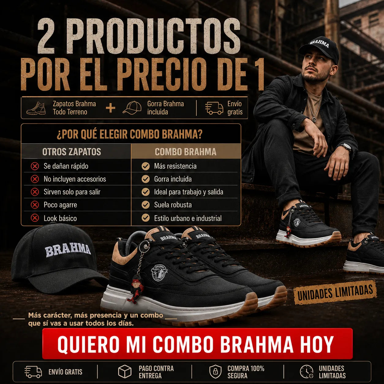 🔥 Combo Brahma Todo Terreno: Zapatos + Gorra + Envío Gratis 🧢🚚