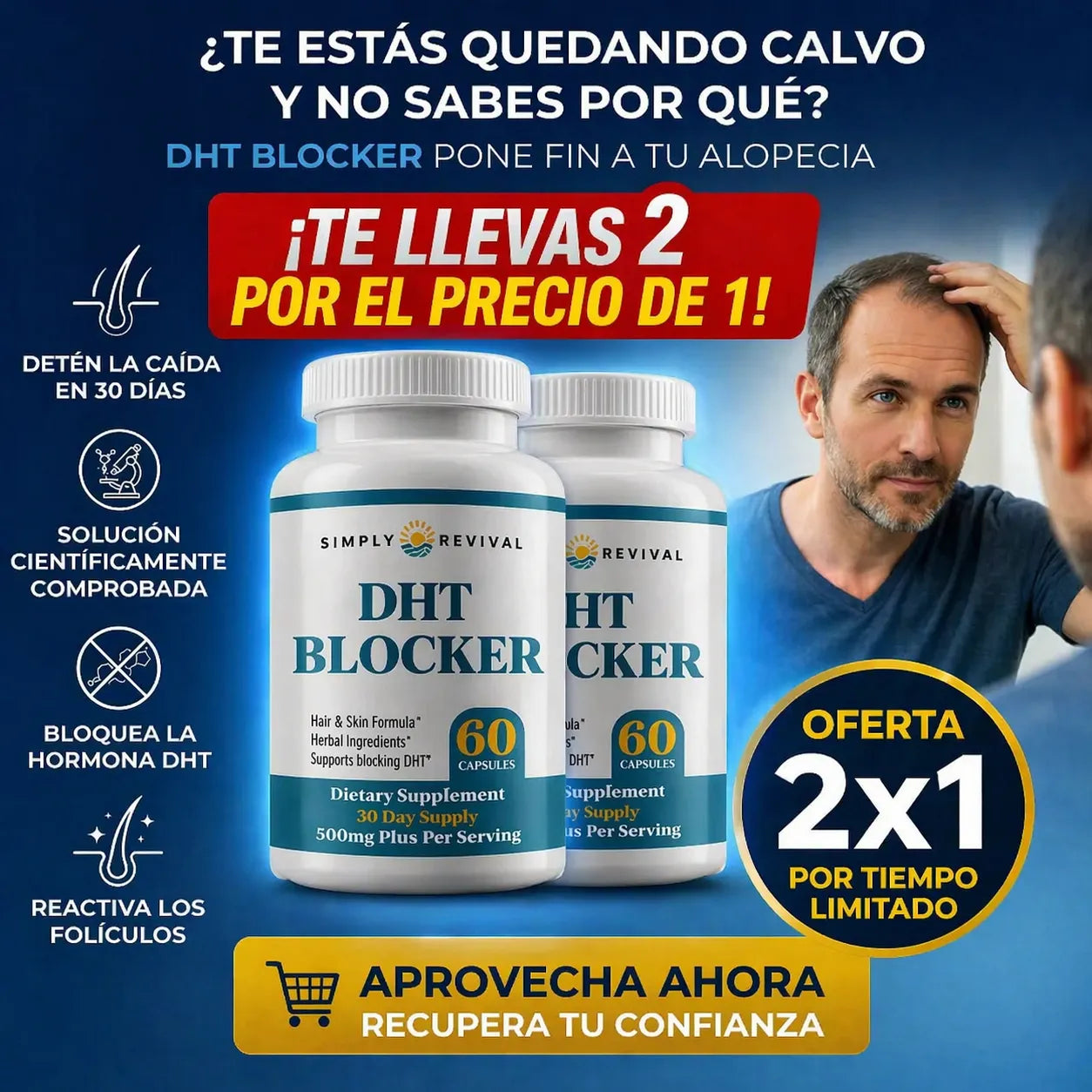 💊 DHT Blocker: OFERTA X2💥Detén la Caída del Cabello Desde la Raíz + Envío GRATIS