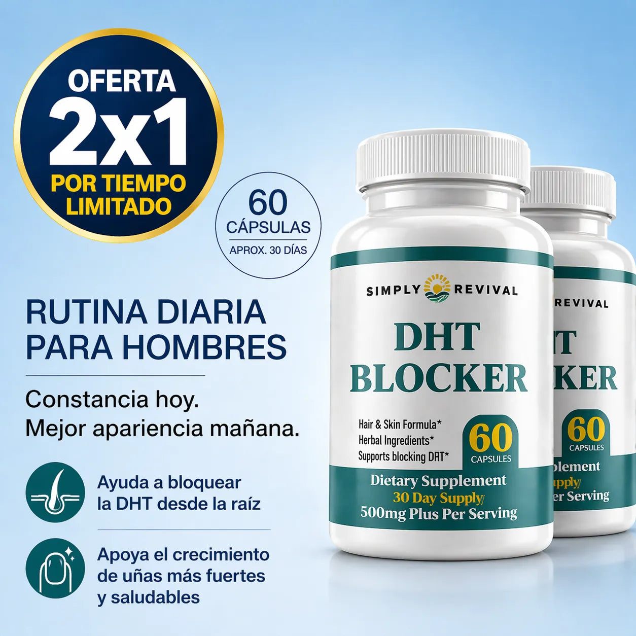💊 DHT Blocker: OFERTA X2💥Detén la Caída del Cabello Desde la Raíz + Envío GRATIS