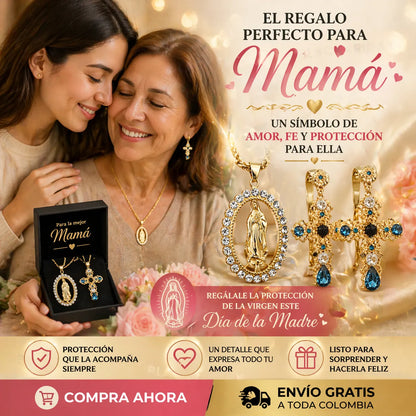 ✨ Combo Collar de la Virgen y Aretes Cruz: El Regalo Perfecto de Amor y Protección ❤️🙏 + ENVIO GRATIS