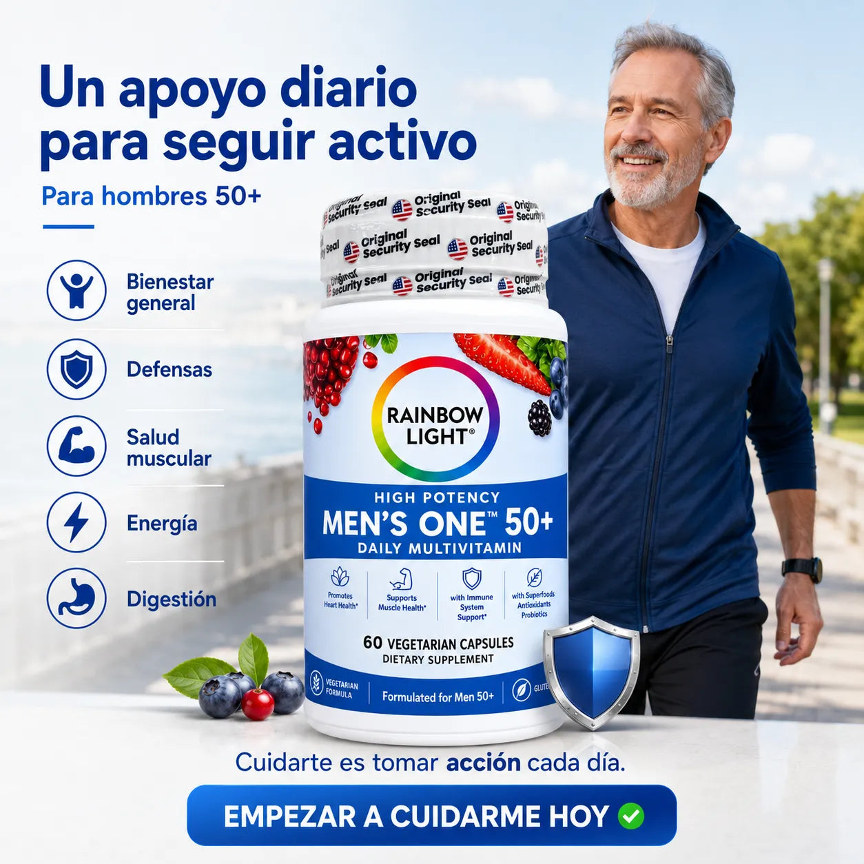 Rainbow Light 50+ 💪 Multivitamínico Premium para Hombres + Envío Gratis 🚚