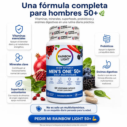 Rainbow Light 50+ 💪 Multivitamínico Premium para Hombres + Envío Gratis 🚚