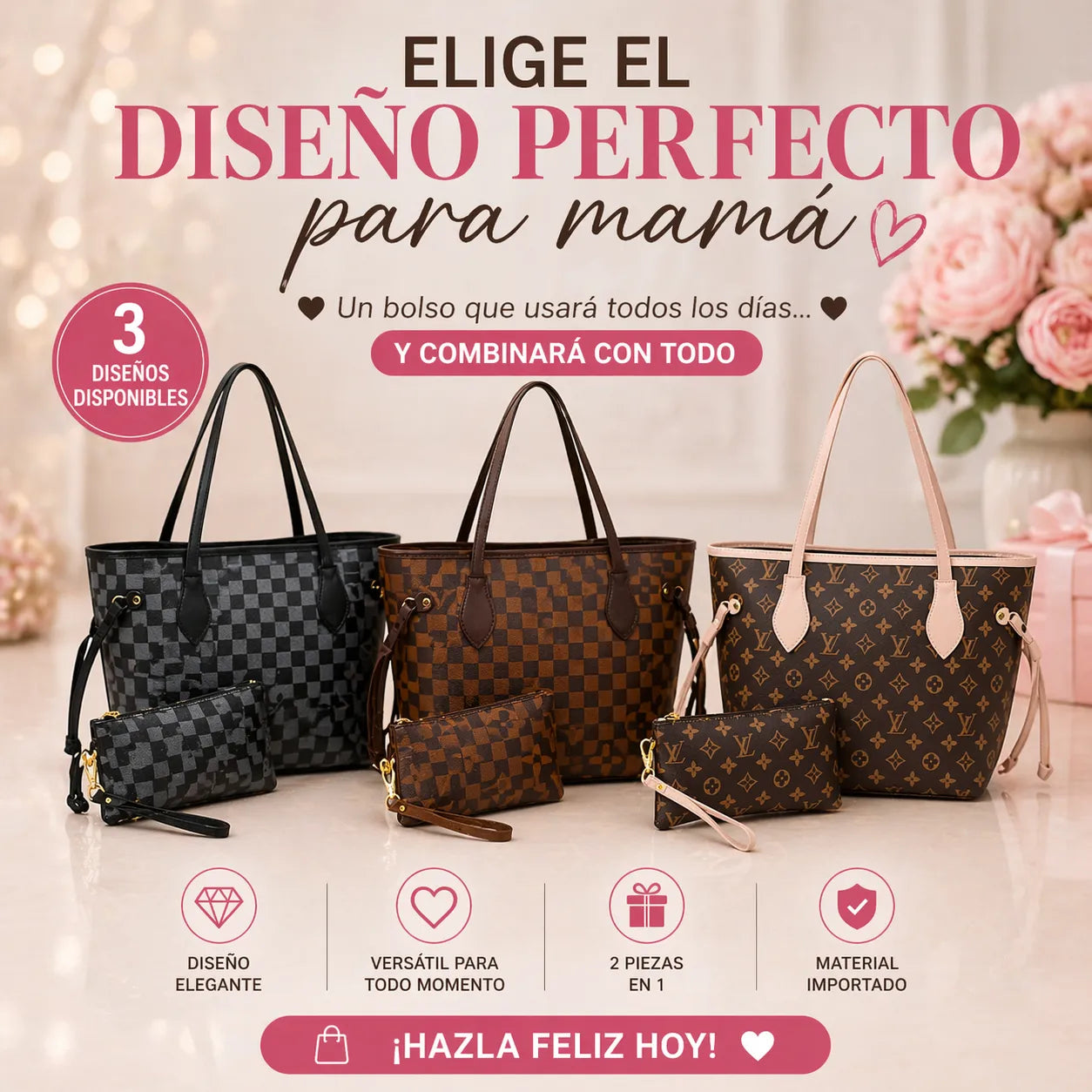 El Regalo Perfecto: ¡Bolso Elegante y Cosmetiquera para Mamá! 🎁 + ENVIO GRATIS ✨