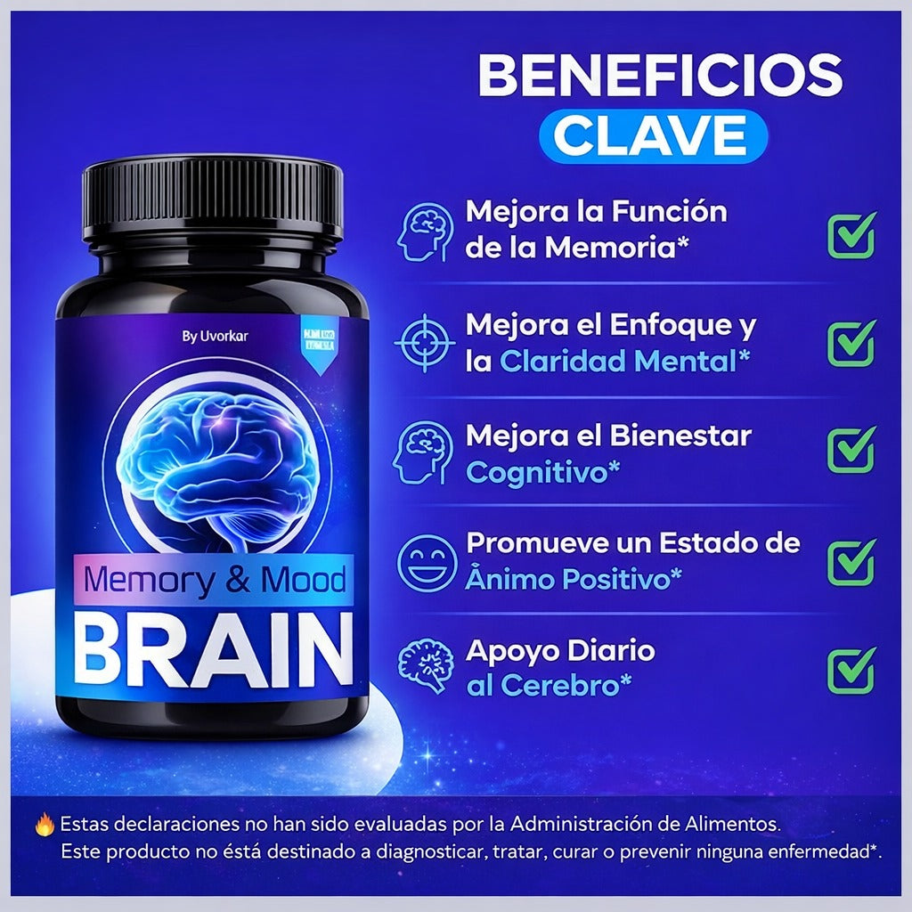 Memory Mood Brain Suplemento ⚡ Enfoque Total: Despierta Tu Potencial Mental 🧠 🚚 Envío Gratis