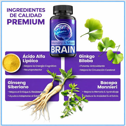 Memory Mood Brain Suplemento ⚡ Enfoque Total: Despierta Tu Potencial Mental 🧠 🚚 Envío Gratis