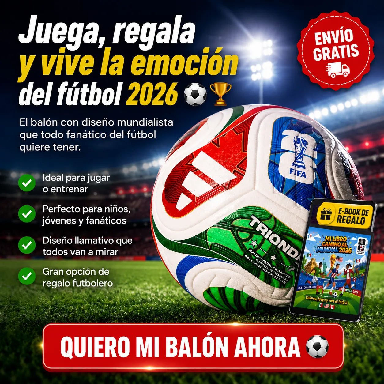 Balón TRIONDA Mundial 2026 ⚽🔥 con Caja Premium + Envío Gratis 🚚