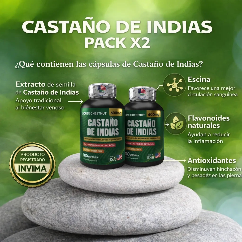 🌿 CASTAÑO DE INDIAS  💊 100 Softgels x2 🚚 Envío GRATIS