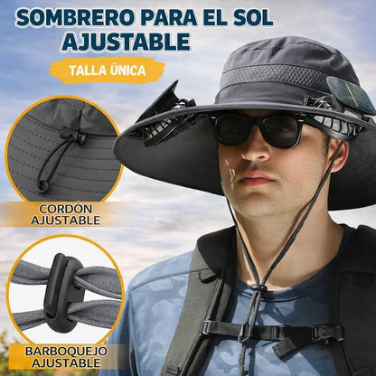 Sombrero con Ventilador de Carga Solar ☀️ Mantente fresco bajo el sol 🚚 Envío GRATIS a todo el país