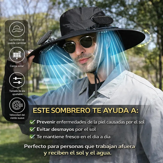 Sombrero con Ventilador de Carga Solar ☀️ Mantente fresco bajo el sol 🚚 Envío GRATIS a todo el país