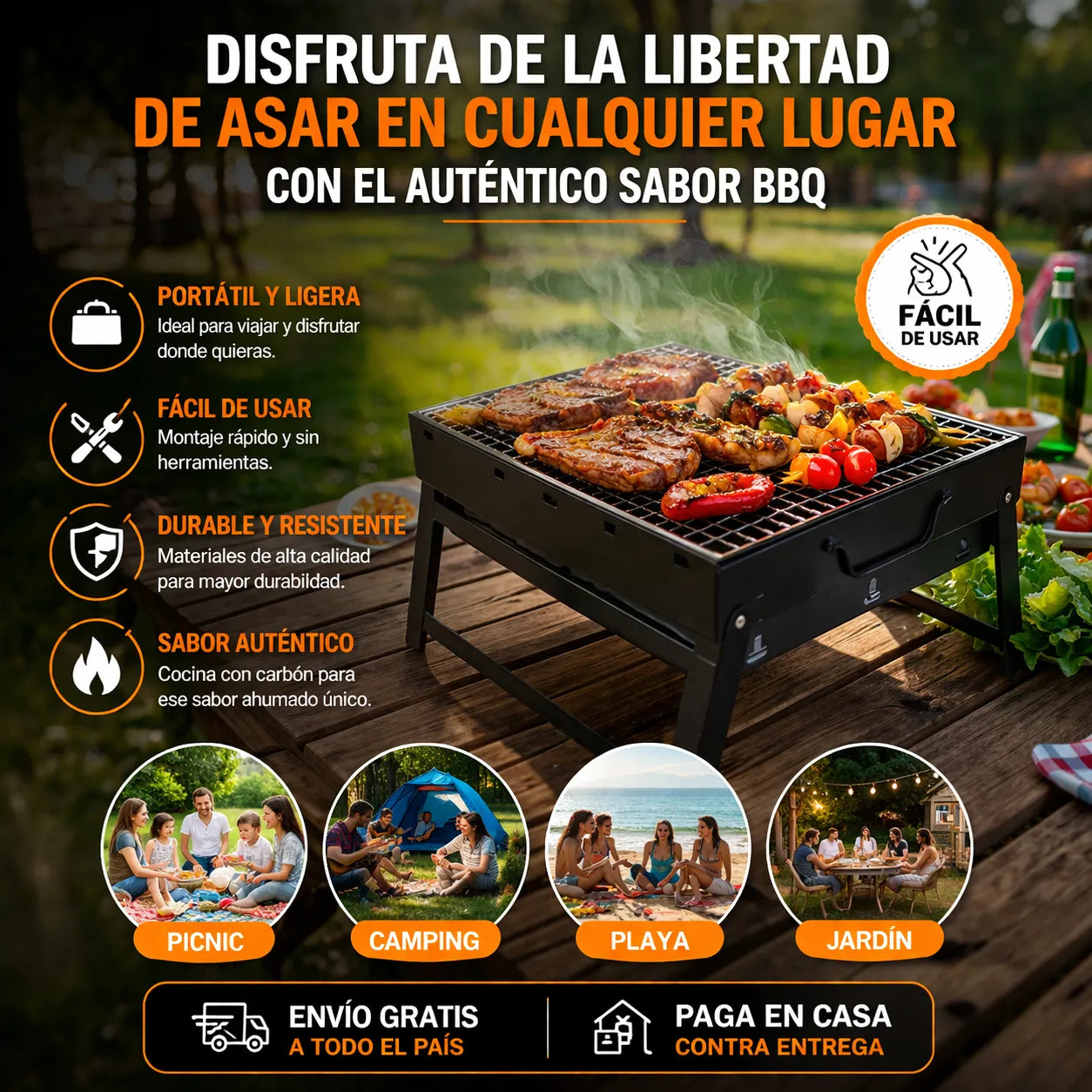 ¡Asa donde quieras! Con Nuestra Parrilla Portátil + Envío Gratis 🔥🍖