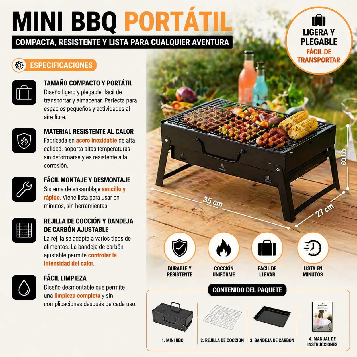 ¡Asa donde quieras! Con Nuestra Parrilla Portátil + Envío Gratis 🔥🍖