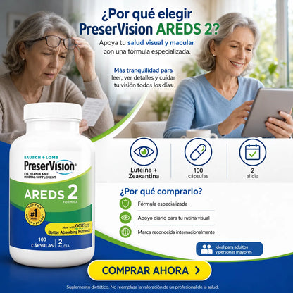 👁️ PreserVision AREDS2 100 Cápsulas | Apoyo Avanzado para la Salud de tus Ojos + Envío Gratis 🚚✨