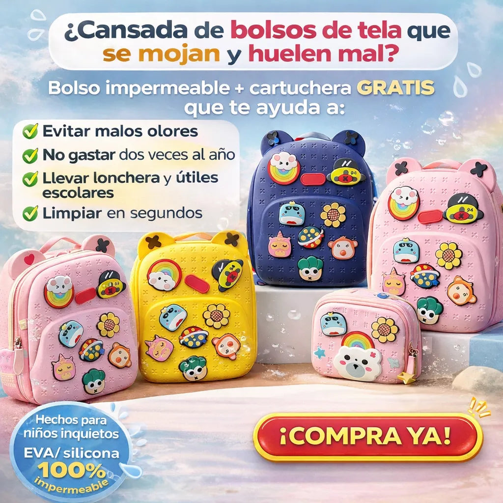 Bolso Infantil Impermeable + Cartuchera GRATIS 🎁
