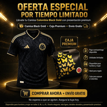 ⚽ Colombia Black Gold 🇨🇴✨ | Camiseta Premium para Hinchas con Estilo + Envío Gratis