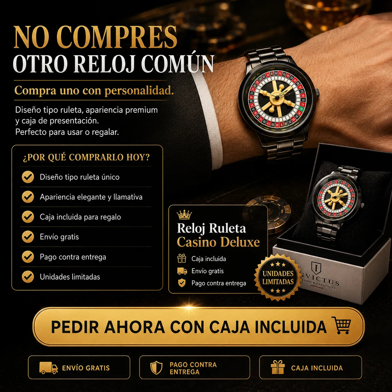 🎰 Reloj Casino Ruleta Premium ⌚ Importado | Envío Gratis 🚚 Caja Incluida 🎁