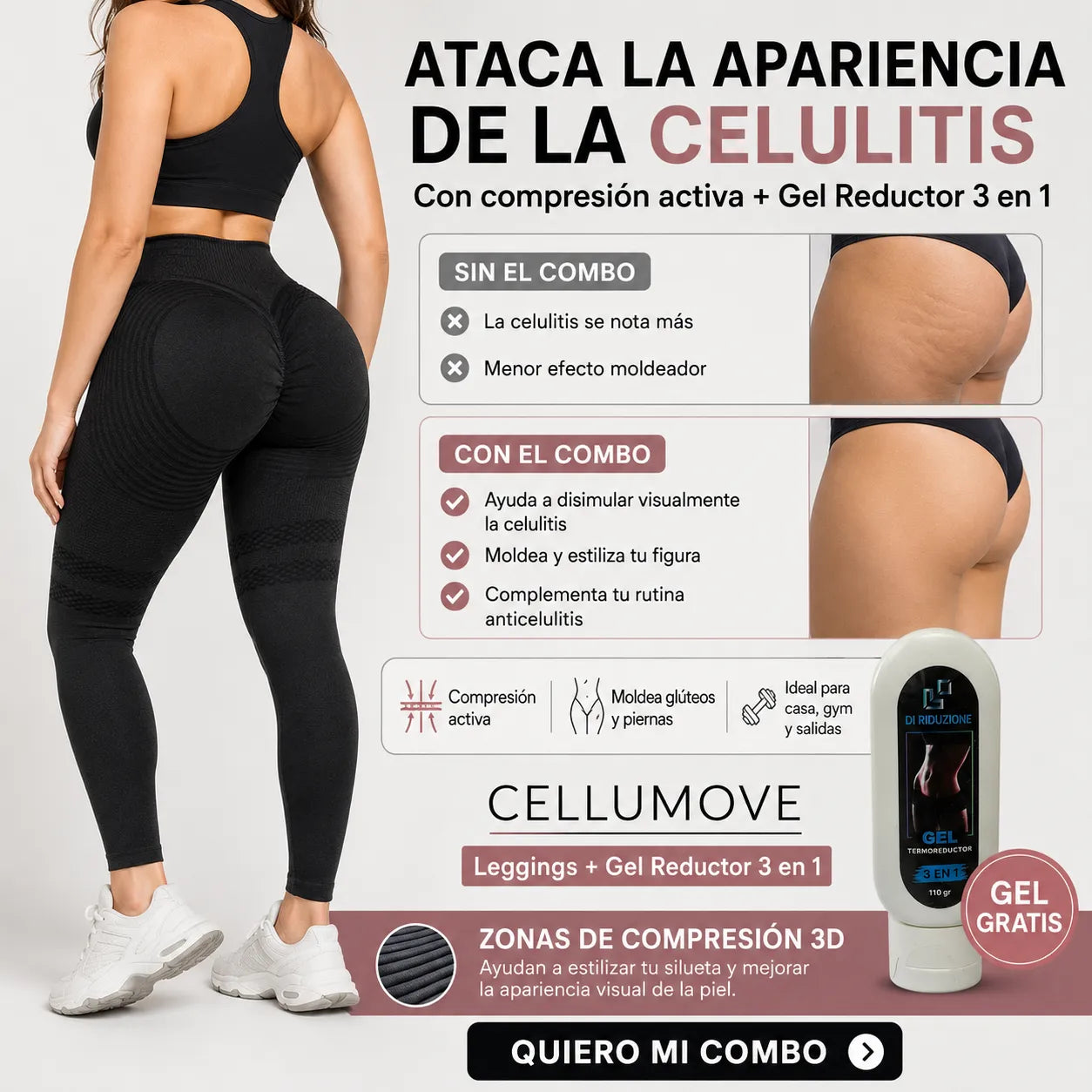 CELLUMOVE Combo Moldeador ✨ Leggings + Gel Gratis + Envío Gratis 🚚