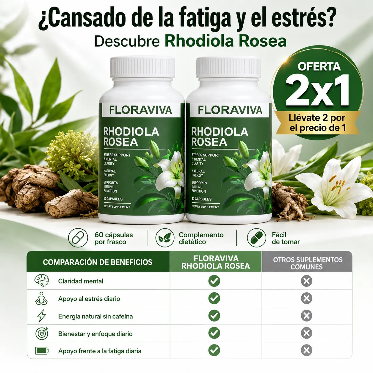 🧠 Rhodiola Rosea x2 – Claridad Mental, Energía y Bienestar + Envío Gratis 🚚