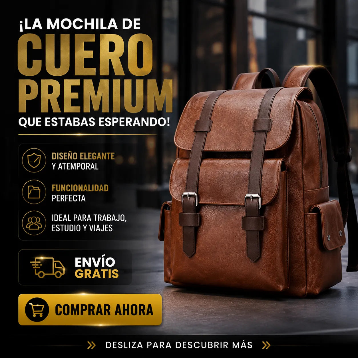 🎒 Mochila de Cuero Premium: Estilo y Durabilidad en Cada Paso 🚚 Envío Gratis