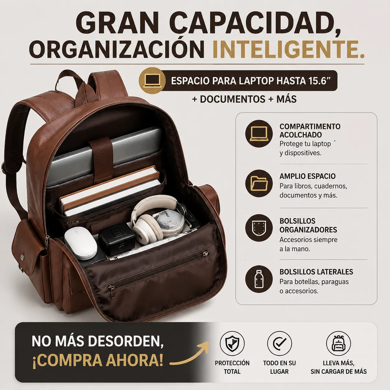 🎒 Mochila de Cuero Premium: Estilo y Durabilidad en Cada Paso 🚚 Envío Gratis