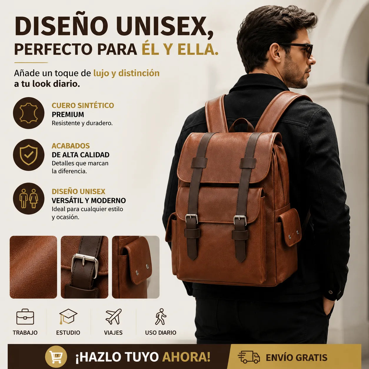 🎒 Mochila de Cuero Premium: Estilo y Durabilidad en Cada Paso 🚚 Envío Gratis
